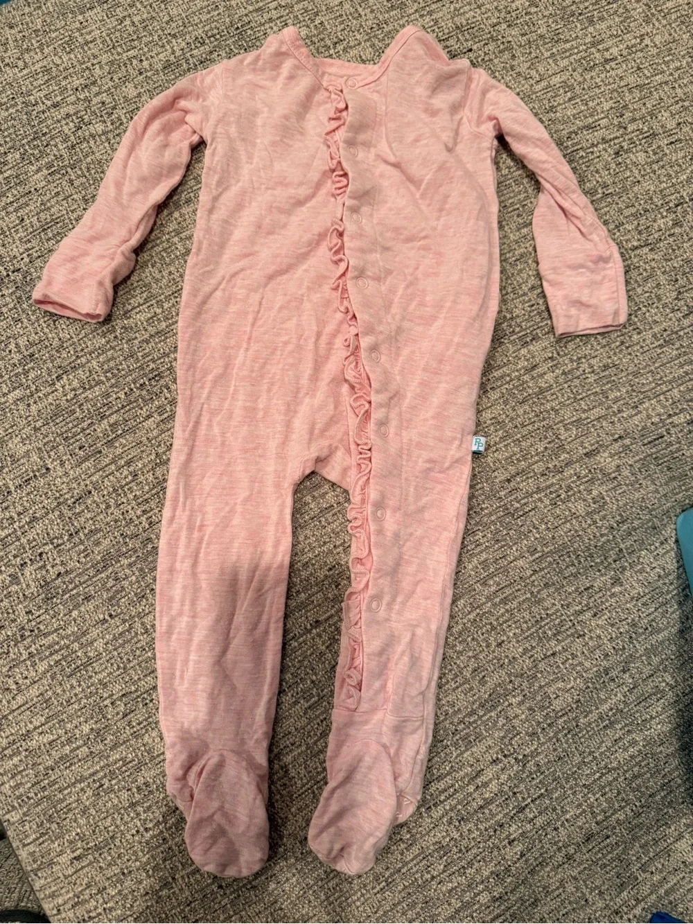 Posh Peanut Pink Bamboo Ruffle Footie Sleeper 9-12 Months